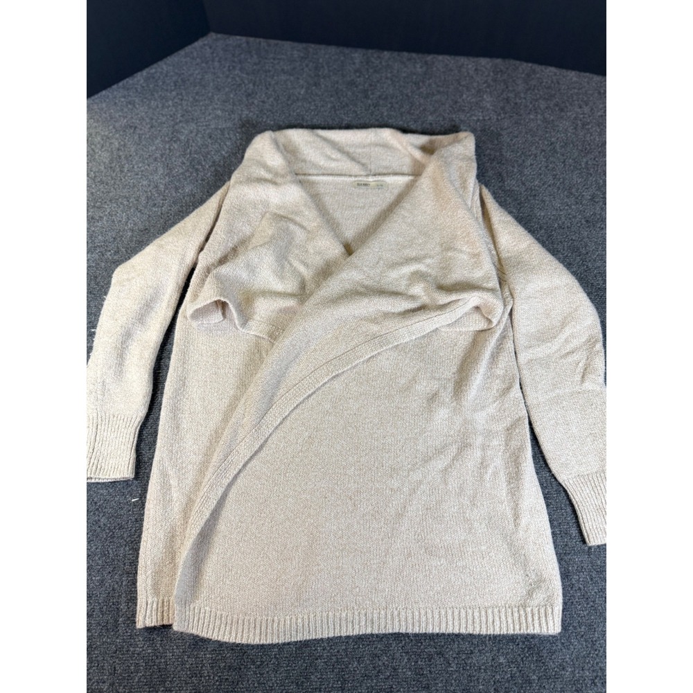 Old Navy Womens Beige Oatmeal Heather Open Front Draped Shawl Cardigan L 865561